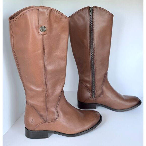 EUC WORN ONCE Frye Women's Melissa Button Riding Boots in Cognac Brown Size 6 - Picture 9 of 15